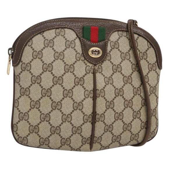GUCCI GG Supreme Web Sherry Line Bag Pvc Beige Gold 904 02 047 - Picture 1 of 16